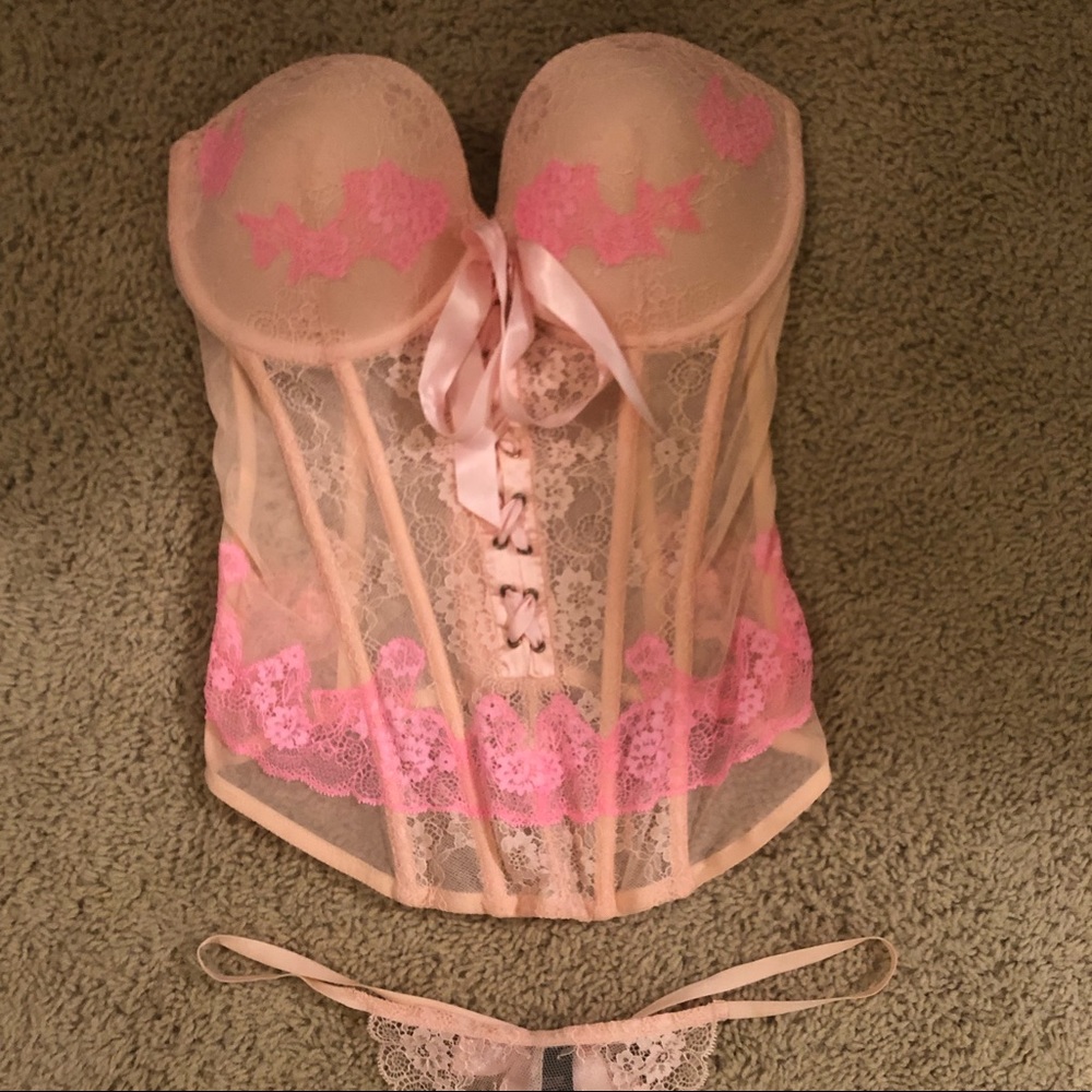 Victoria’s Secret Bustier Pink Lingerie Set 38C/L